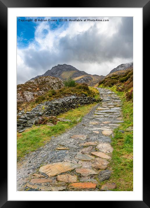 Trail To Tryfan Mountain Snowdonia Framed Mounted Print by Adrian Evans
