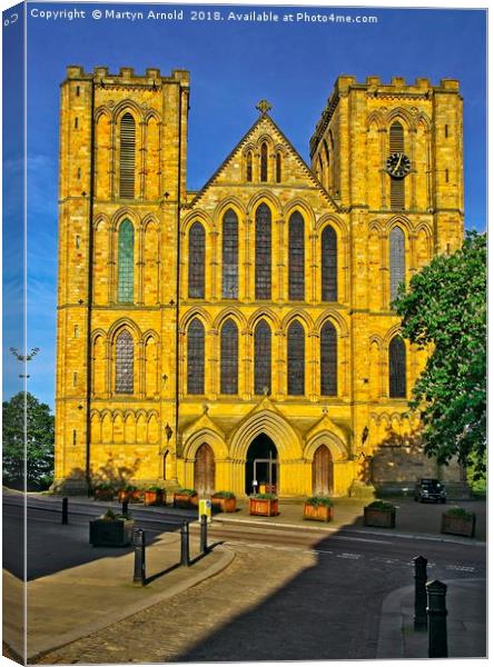 Ripon Cathedral west front in Evening Light Canvas Print by Martyn Arnold