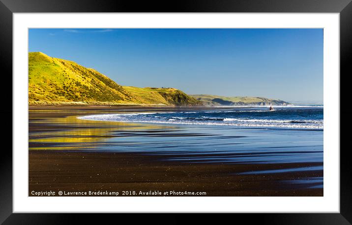 Sunset on the beach Framed Mounted Print by Lawrence Bredenkamp