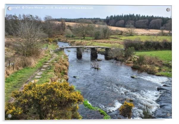 Medieval Clapper bridge Postbridge Acrylic by Diana Mower