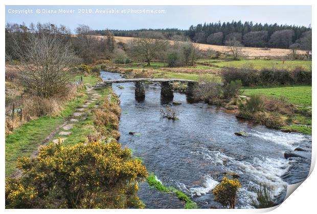 Medieval Clapper bridge Postbridge Print by Diana Mower