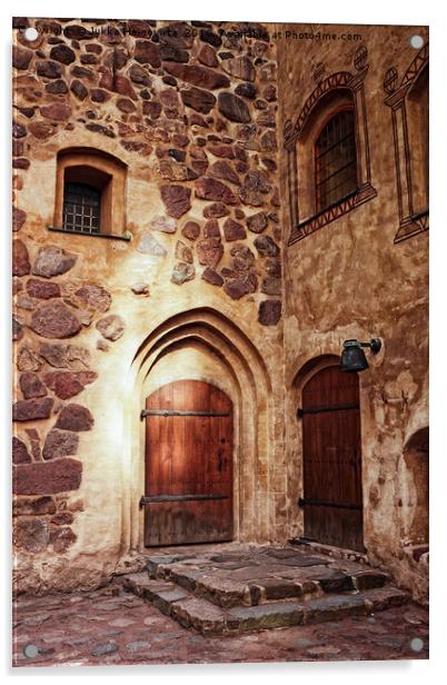 Medieval Doorway At A Castle Acrylic by Jukka Heinovirta
