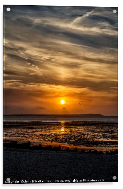 Whitstable Sunset Acrylic by John B Walker LRPS