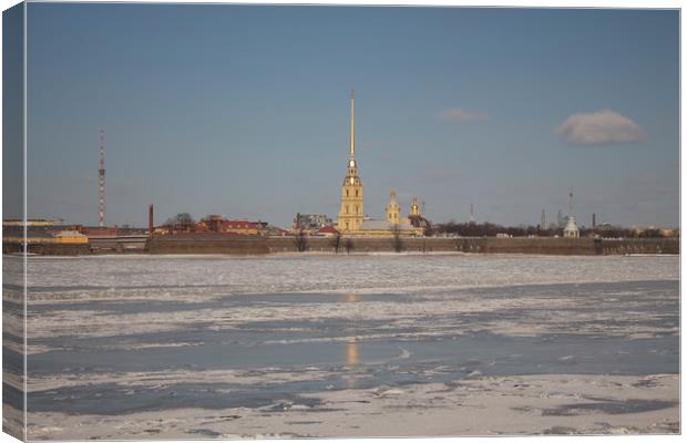 View of the Peter and Paul Fortress from the Neva  Canvas Print by Larisa Siverina