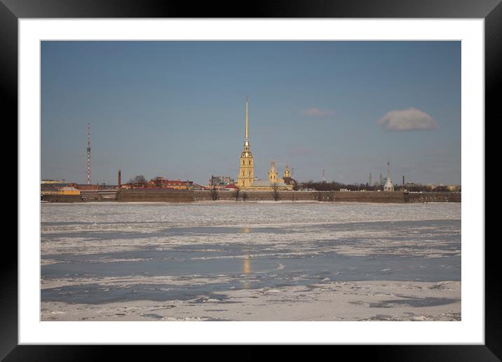 View of the Peter and Paul Fortress from the Neva  Framed Mounted Print by Larisa Siverina