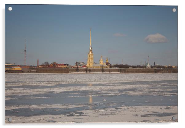 View of the Peter and Paul Fortress from the Neva  Acrylic by Larisa Siverina