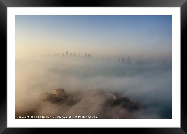 Mystical Doha through the Morning Mists Framed Mounted Print by Kasia Design