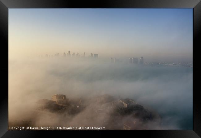 Mystical Doha through the Morning Mists Framed Print by Kasia Design