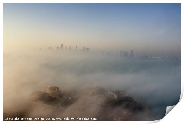 Mystical Doha through the Morning Mists Print by Kasia Design
