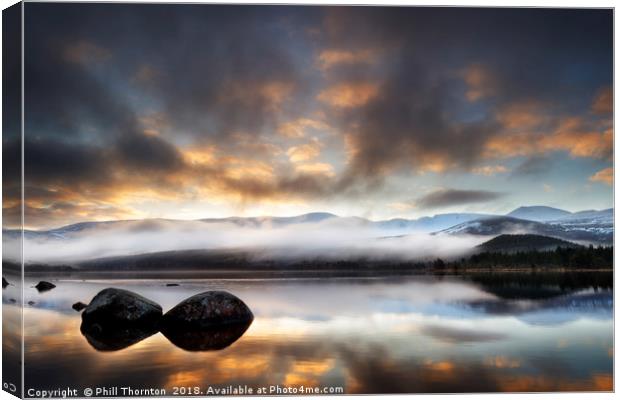 Sunrise over Loch Morlich, 3x2 ratio. Canvas Print by Phill Thornton