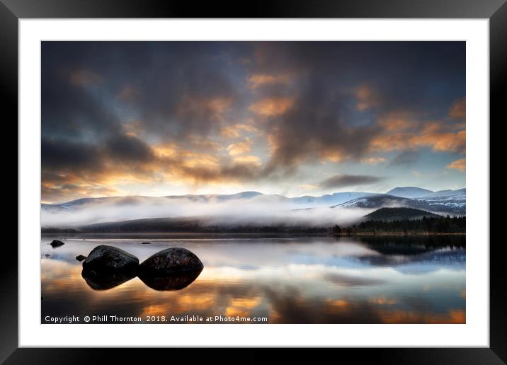 Sunrise over Loch Morlich, 3x2 ratio. Framed Mounted Print by Phill Thornton