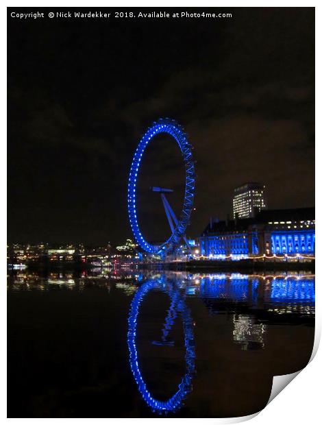 The London Eye Print by Nick Wardekker
