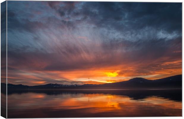 Sunset at Lake Tahoe Canvas Print by Steve Ransom