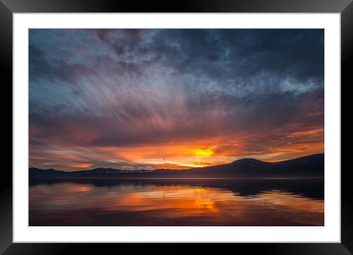 Sunset at Lake Tahoe Framed Mounted Print by Steve Ransom