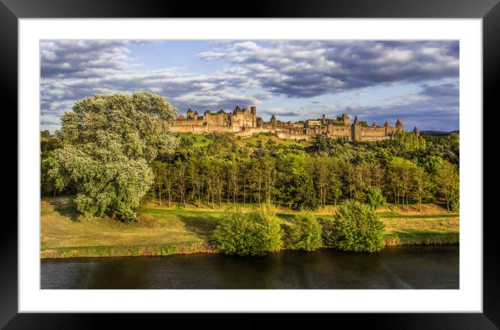 Carcassonne City Walls Framed Mounted Print by Steve Ransom