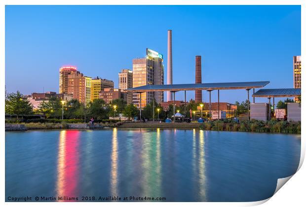 Birmingham, Alabama cityscape viewed from Railroad Park Print by Martin Williams