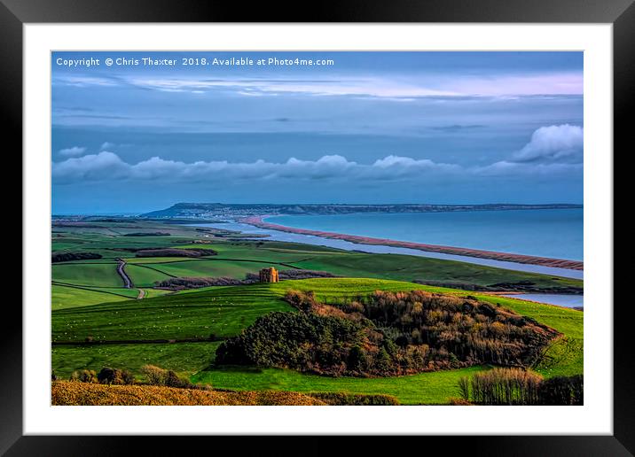 A Majestic View of St Catherines Chapel and Chesil Framed Mounted Print by Chris Thaxter