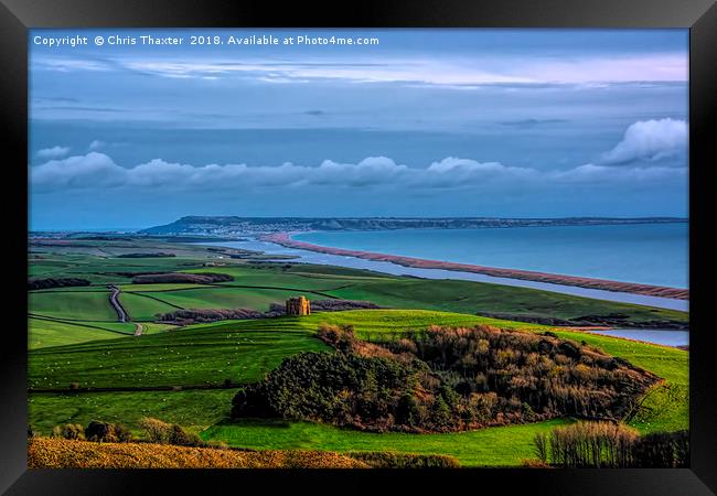 A Majestic View of St Catherines Chapel and Chesil Framed Print by Chris Thaxter