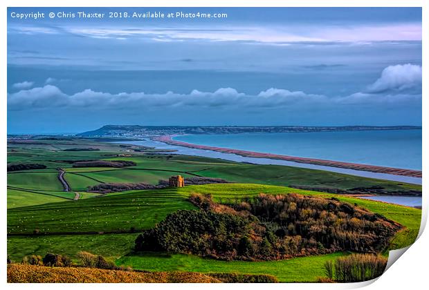 A Majestic View of St Catherines Chapel and Chesil Print by Chris Thaxter