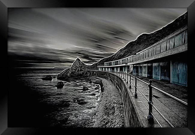 Meadfoot Beach Huts - Digital Framed Print by rawshutterbug 
