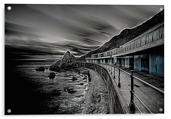  Meadfoot Beach Huts - Digital Acrylic by rawshutterbug 