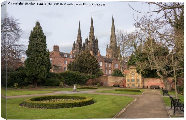 Lichfield cathedral Canvas Print by Alan Tunnicliffe