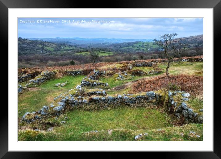 Hound Tor Medieval village Framed Mounted Print by Diana Mower