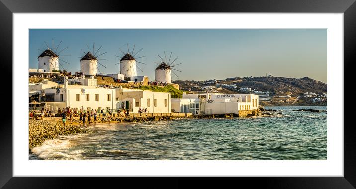 Beautiful Windmills of Mykonos Framed Mounted Print by Naylor's Photography