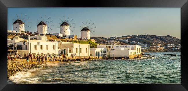 Beautiful Windmills of Mykonos Framed Print by Naylor's Photography