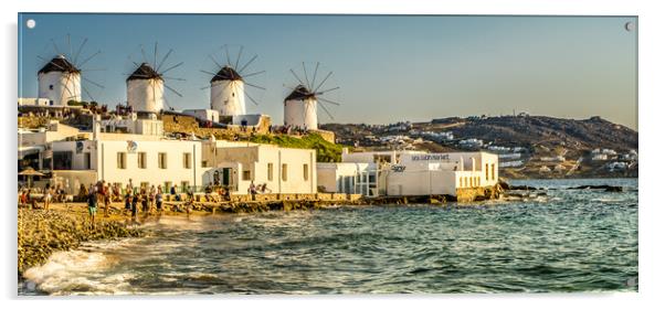 Beautiful Windmills of Mykonos Acrylic by Naylor's Photography