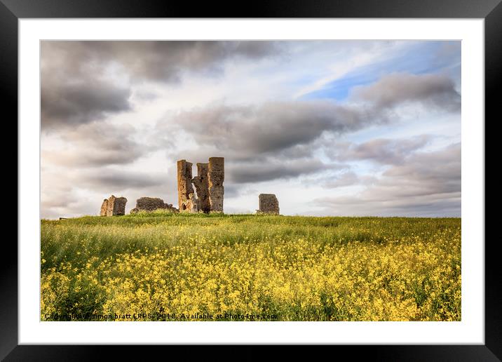 Church ruin landscape in yellow crops Framed Mounted Print by Simon Bratt LRPS
