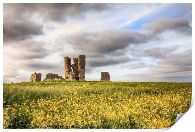 Church ruin landscape in yellow crops Print by Simon Bratt LRPS