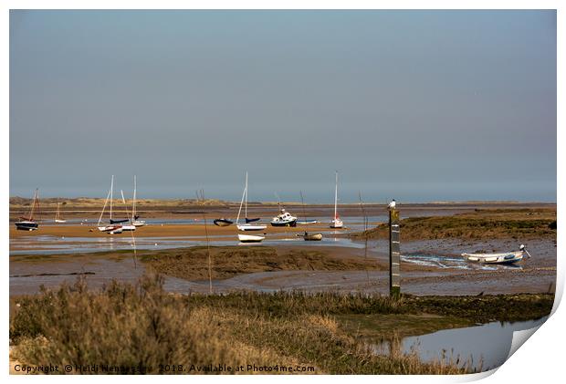 Tranquil Seascape at Brancaster Harbour Print by Heidi Hennessey