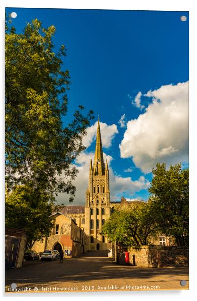 Majestic Norwich Anglican Cathedral Acrylic by Heidi Hennessey