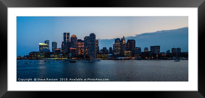 Sunset Boston Harbour Framed Mounted Print by Steve Ransom