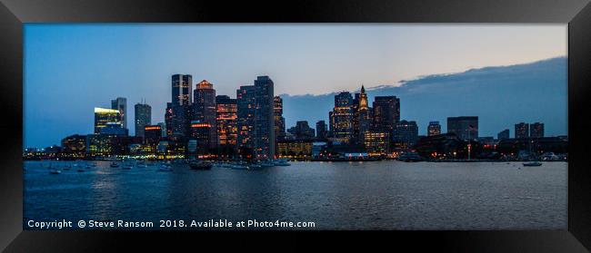 Sunset Boston Harbour Framed Print by Steve Ransom