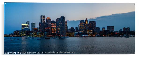 Sunset Boston Harbour Acrylic by Steve Ransom