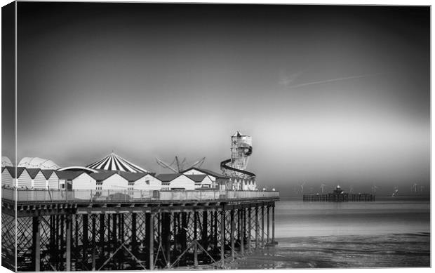Herne Bay old and new pier Kent  Canvas Print by David French