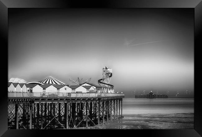 Herne Bay old and new pier Kent  Framed Print by David French