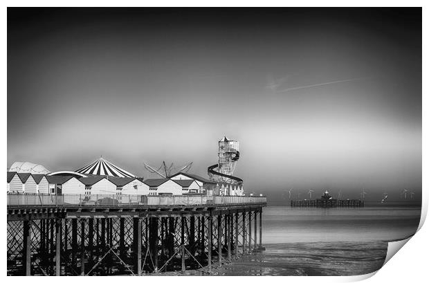 Herne Bay old and new pier Kent  Print by David French