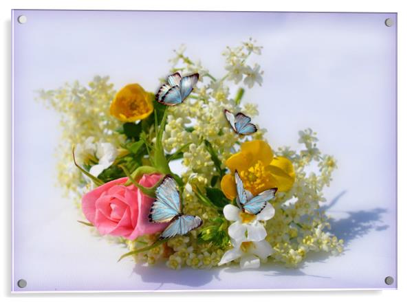 garden flowers Acrylic by sue davies