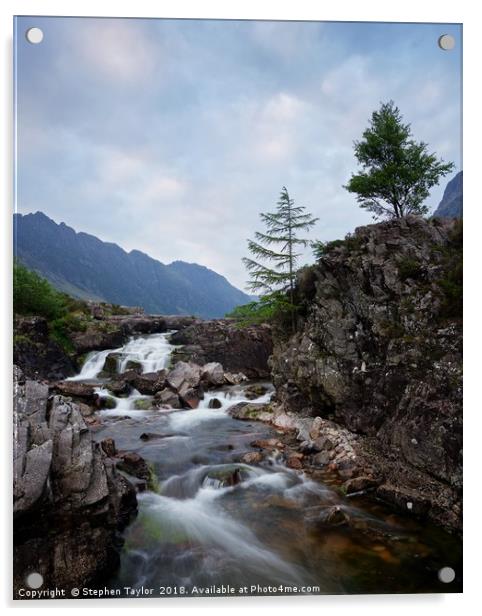 Big skies over the River Coe Acrylic by Stephen Taylor