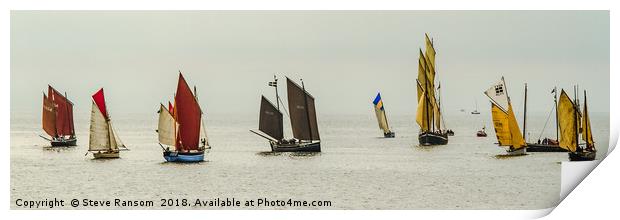 Old Sailing Luggers at Sea Print by Steve Ransom