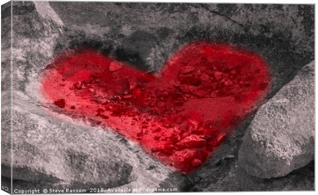 Red Stone Heart Canvas Print by Steve Ransom