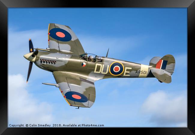 Spitfire LF.Vc AR501/DU-E G-AWII Framed Print by Colin Smedley