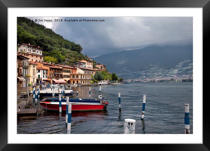 Italian Lakeside Village Framed Mounted Print by Jim Jones