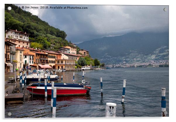 Italian Lakeside Village Acrylic by Jim Jones