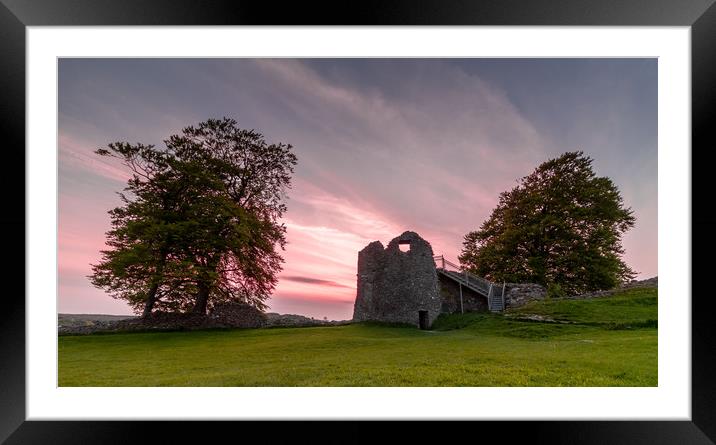 Kendal Castle Sunset Framed Mounted Print by Images of Devon