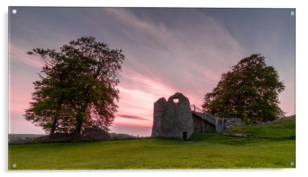 Kendal Castle Sunset Acrylic by Images of Devon
