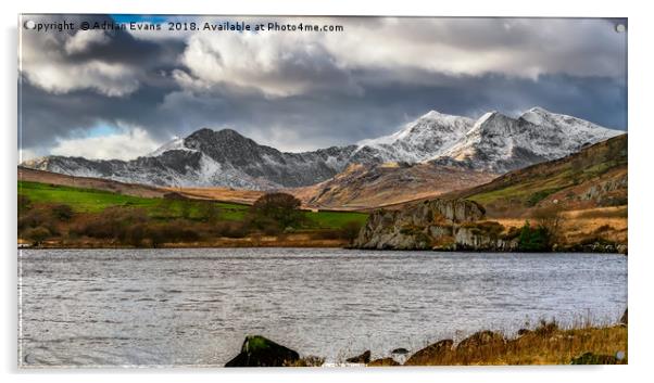 Snowdon Winter Landscape Acrylic by Adrian Evans